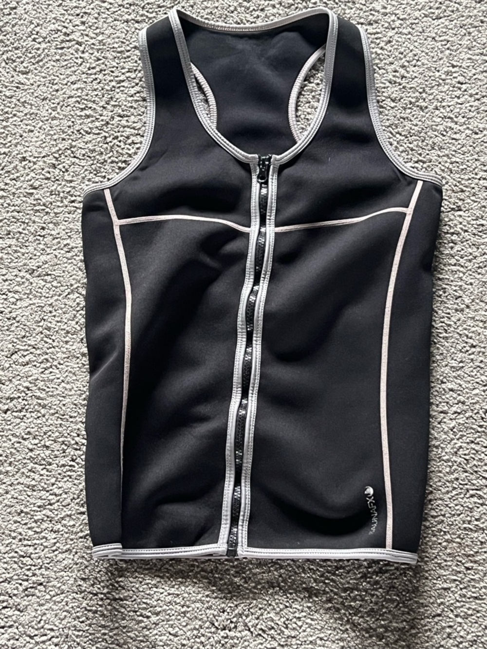 Black Zip-Front sweat vest with Contrast Piping
